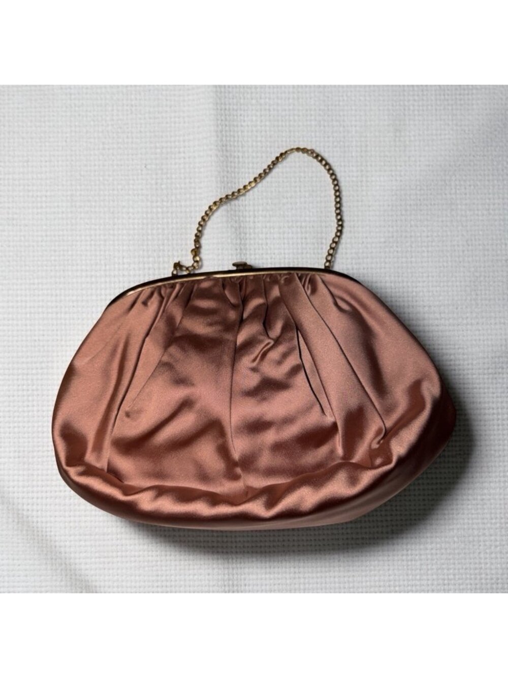 Vtg 40s Ingber Brown Evening Bag w/ Coin Purse Chain Strap Kiss Lock Made in USA